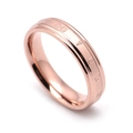 Roségouden roestvrijstalen ring met een matte afwerking en gegraveerde symbolen - US 5 / Roségoud