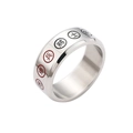 Edelstahl Herrenring in Silber mit gravierten chinesischen Schriftzeichen für Schachfans - US 6 / Silber
