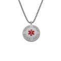 Collar médico de acero inoxidable con Star of Life roja y números romanos - Solo colgante
