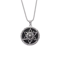 Vintage stainless steel box chain necklace with circular hexagram star coin pendant - Pendant Only