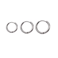 Set di tre paia di orecchini a cerchio in acciaio inossidabile argento di varie misure - 12mm / Argento