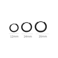 Tre misure di orecchini a cerchio in acciaio inossidabile nero opaco uomo donna 12mm 14mm 16mm - 12mm / Nero