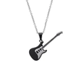Rock style electric guitar pendant necklace in black and silver stainless steel - Black (Pendant Only (Without Chain))