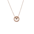 Minimalistische roségoldene Halskette mit römischen Zahlen und Doppelring-Kristallanhänger - Roségold