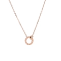 Roségouden ketting met dubbele ring Romeinse cijfers en zirkonia hanger - Roségoud