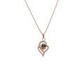 Collar de proyección de corazón en oro rosa con piedra Te Amo y detalles de hojas de circón - Oro rosa
