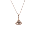 Elegant rose gold fan-shaped pendant necklace with cubic zirconia and projection stone - Rose Gold