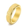 Bague rotative en acier inoxydable doré poli avec finition sablée pour hommes et femmes - US 5 / Doré