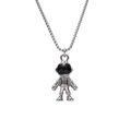 Collier pendentif astronaute hip hop en acier inoxydable argenté avec visière noire - Pendentif Seul Argent Grand