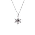 Sneeuivlok ketting van titanium staal met zwarte projectie steen en zirkonia details - Zilver