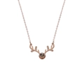 Collana con ciondolo a corna di cervo in oro rosa con accenti di cristallo e pietra proiezione - Oro rosa