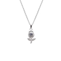 Collana proiezione rosa in titanio argento per donna con Ti amo in 100 lingue - Argento