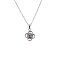 Collar de trébol de cuatro hojas plateado con piedras brillantes y de proyección - Plateado