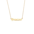 Détail du pendentif lettre Princess en or 18K avec une élégante chaîne croisée polie - Style D (Princess-Artistique)