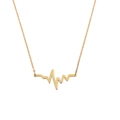 Elegant gold stainless steel heartbeat pendant necklace with polished finish on white background - Style C (Heartbeat)