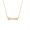 Macro detail of golden Gothic style Princess pendant necklace with fine ring chain - Style A (Princess-Gothic)