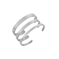 Set di tre bracciali rigidi minimalisti in acciaio inossidabile lucido in finitura argento - 4mm / Argento