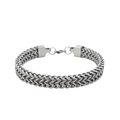 Men's double-layered wheat link titanium steel bracelet with lobster clasp in silver finish - Wide Version / 19cm
