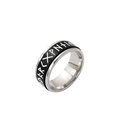 Norse Viking rune spinner ring in black and silver polished stainless steel for men - US 6 / Black