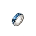 Mens vintage stainless steel spinning ring with blue band and Nordic Viking runes - US 6 / Blue