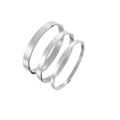 Tre bracciali rigidi minimalisti in acciaio inossidabile argento lucido di diverse larghezze - 4mm / Argento