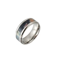 Anillo de acero inoxidable con incrustación de madera colorida y acabado plata pulida - US 7 / Color Acero