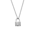 Collana con ciondolo a lucchetto in acciaio inossidabile lucido e catena d'argento minimalista - Ciondolo Argento Solo (Senza Catena)