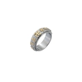 Anillo giratorio de acero inoxidable para hombre con símbolos budistas dorados - US 6 / Bicolor (Oro y Plata)