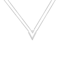Minimalistische doppellagige V-förmige Halskette mit Silberanhänger für Damen Modeaccessoire - Silber