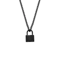 Collana con ciondolo a lucchetto nero minimalista con catena in acciaio inox da uomo - Nero [Solo pendente]