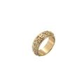 Detalle de anillo giratorio dorado con banda rotativa en relieve y símbolos sacros - US 6 / Dorado