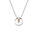 Dettaglio della collana a doppio anello con incisione LOVE e cristallo incastonato oro rosa - Oro (Con Catena)