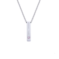 Collana con ciondolo rettangolare incisione Forever Love e gemma rosa in acciaio - Ciondolo Solo Pietra Rosa Argento (Senza Catena)