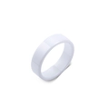 Minimalist white ceramic ring with a polished glossy finish and simple flat band design - US 6 / White