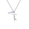 Collar de cruz faith en acero inoxidable pulido con colgante grabado de versículo bíblico - Color Plata [Solo Colgante]
