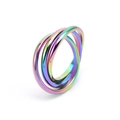 Polierte Regenbogen-Titanstahl-Halskette mit ineinandergreifenden Ringen für Paare - US 5 / Bunt
