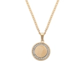 Gold stainless steel medical caduceus pendant necklace with white cubic zirconia inlay - Gold [Pendant Only]