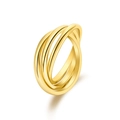 Poliertes dreifach verschlungenes Ring-Set aus Titanstahl in Gold-Finish für Paare - US 5 / Gold