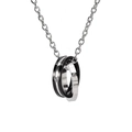 Gepolijste ketting met dubbele verstrengelde ringen, kristallen en liefdesgravure - Zwarte Hanger Alleen (Zonder Ketting)