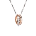 In elkaar grijpende dubbele ring ketting in zilver en roségoud met Love Eternal gravure - Roségoud Hanger Zonder Ketting