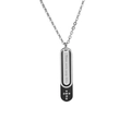 Gepolijste roestvrijstalen staafketting met zwart kruis-inlay en kristallen - Zwart (Met Ketting)