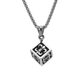 Retro titanium steel cube pendant with fleur-de-lis engraving on box chain for men - Pendant Only (Without Chain) (L117)
