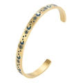 Gold-plated stainless steel C-shaped cuff bracelet with blue enamel sun moon star patterns - Gold