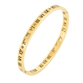Bracciale rigido in acciaio inossidabile oro rosa con numeri romani e zirconi lucidi - Oro