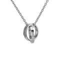 Zilveren ketting met twee in elkaar grijpende ringen, Love Eternal gravure en kristallen - Zilveren Dames Stijl Hanger Zonder Ketting