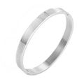 Silver stainless steel hinge bracelet with engraved Buddhist Heart Sutra scriptures - Silver