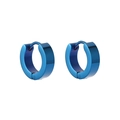 Gepolijste koningsblauwe roestvrijstalen oorringen met veilige scharniersluiting - 4mm / Zonder Steen Stijl / Blauw