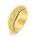 Anello rotante dorato vintage con intricate incisioni floreali in acciaio inossidabile - US 6 / Oro