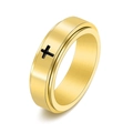 Anello rotante in titanio dorato con motivi a croce nera per alleviare lo stress - US 5 / Oro