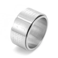 Anillo giratorio de 12 mm en acero inoxidable con grabado de la escritura Heart Sutra - US 7 / Plateado